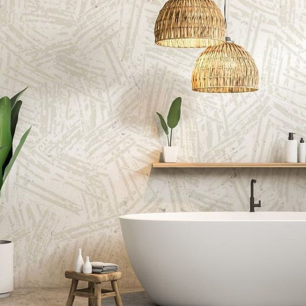 Close-up of wallpaper pattern alignment and installation detail